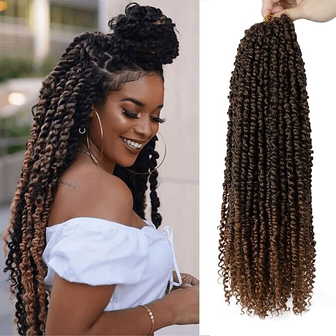 Passion Twist Hair - 8 Packs 20 Inch Passion Twist Crochet Hair For Women, Crochet Pretwisted Curly Hair Passion Twists Synthetic Braiding Hair Extensions (20 Inch 8 Packs, T30)