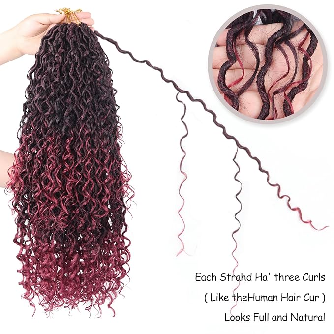 Goddess Locs Crochet Hair 22 Inch 9 Packs Synthetic Faux Locs Crochet Hair for Black Women, River Locs Hair Extensions Style Pre looped Crochet Locs with Curly Ends