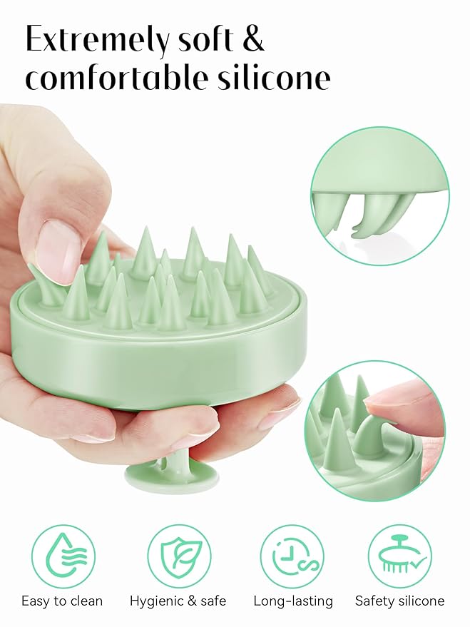 HEETA Scalp Massager Hair Growth, Soft Silicone Scalp Scrubber Shampoo Brush for Exfoliation, Dandruff Removal Head Massage Stress Relax, Wet & Dry Use for Thick Thin Curly Hair Care, Lime Green
