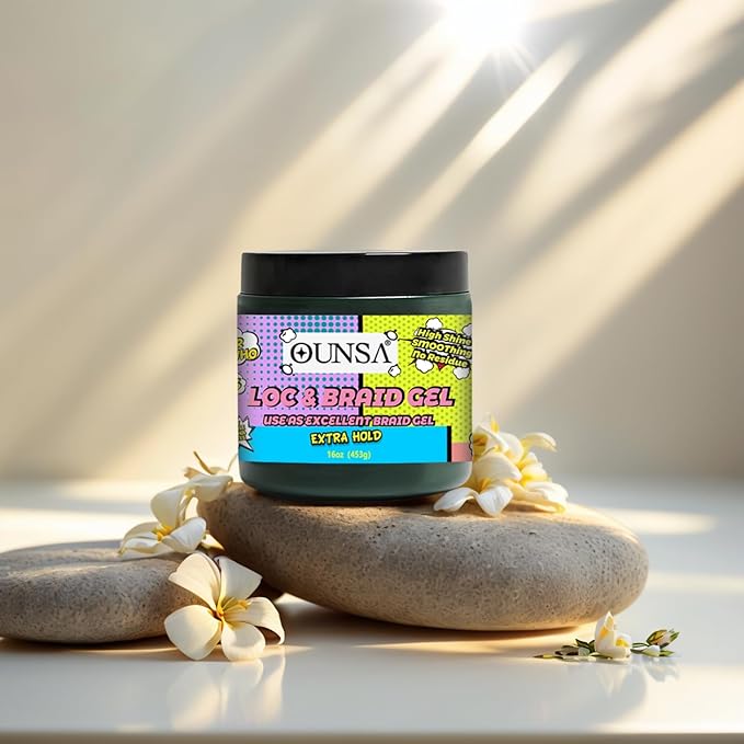 Braid Gel for 4C Hair (16oz) - Extreme Hold Braiding Hair Gel, Edge Control, No Flaking, Non-Greasy & Tames Frizz - Loc Gel for All Hair Types 16oz