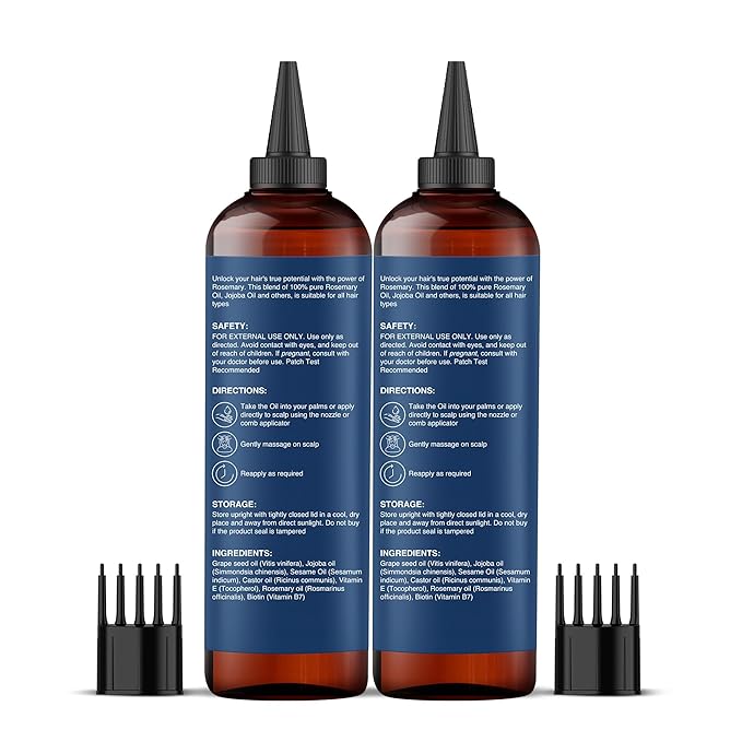Botanic Hearth Hair Oil for Hair Growth | Rosemary Oil for Hair Growth with Biotin, Castor & Jojoba | Scalp Oil & Dry Scalp Treatment | Color Safe | All Hair Types | 6.7 Fl Oz (2 Pack)