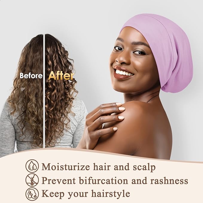 OLESILK 100% Mulberry Silk Bonnet for Sleeping Women & Men, Silk Hair Wrap for Sleeping, Purple