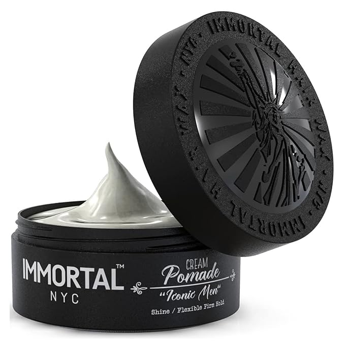 Immortal NYC Iconic Men Cream Pomade - Flex Medium/Stong Hold - Low Shine All Natural Water-Based Hair Cream Pomade for Men - No Residue, All Hair Types