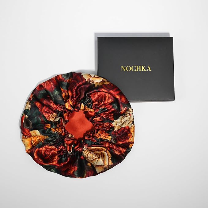 100% Mulberry Silk Bonnet for Women – Handmade in USA, 19 Momme Double-Layer Reversible Hair Wrap, Non-Slip Sleep Cap for Curly & Natural Hair, Luxury Hair Protection (Dusty Rose)