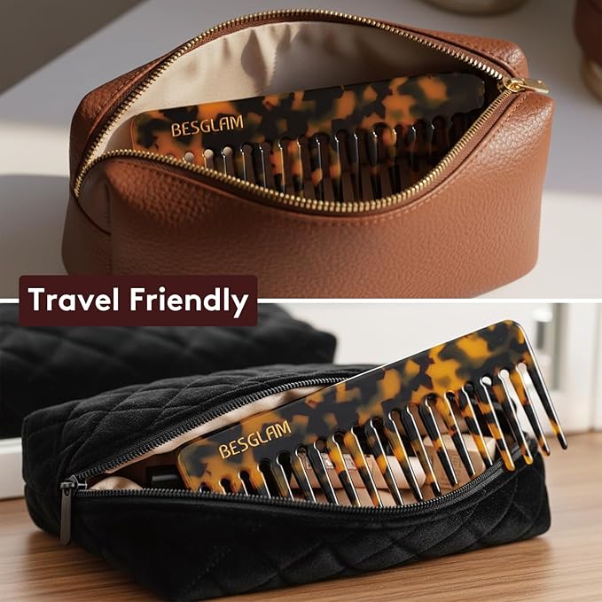 Wide Tooth Comb for Curls & Thick Hair - Large Detangling Comb for Women, 6 Inch Full-hand Length Acetate (Anti-Static), Wet/Dry Use, Reduces Breakage, (Tortoise)