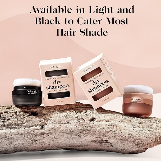 Kitsch Dry Shampoo Powder with Rice Protein for Women & Men - Unscented, Volumizing, No White Cast,Organic, Paraben Free, Non Aerosol for Oily and Light Hair, Travel Size | Ideal Gifts for Women - 8g