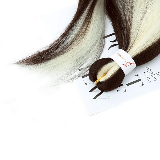 Dorsanee Mixed Color Braiding Hair Pre Stretched 24 Inch 3 Packs Braiding Hair Extensions for Box Braids Twists Locs Hair Soft Yaki Texture Hot Water Setting (#Dark Brown & Platinum Blonde)