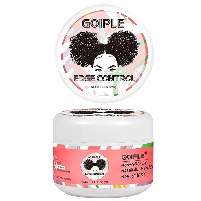 8.8oz Edge Control Wax for Women Strong Hold Non-greasy Edge Control Smoother Edge Wax Styling Gel Edge Control for Black Hair No Flaking, White Residue, Shine and Smooth (Sweet Peach)
