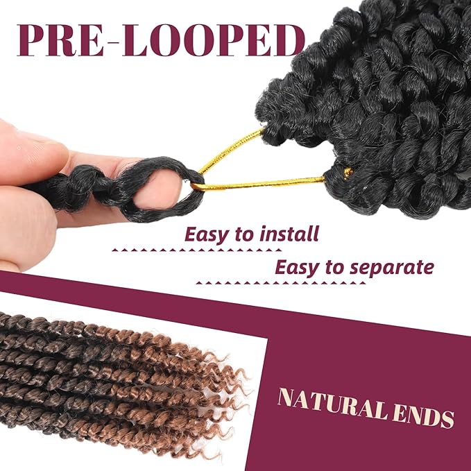 Passion Twist Hair 9 Packs Short Passion Twist Crochet Hair,Ombre Crochet Passion Twist Hair Pre-Twisted Crochet Twists Braiding Hair Extensions for Women(10 Inch,T30#)