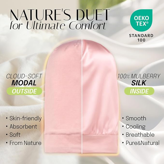 OLESILK Silk Bonnet for Long Hair: 100% Mulberry Silk for Sleeping Women&Men, Extra Large Loc Cap for Braids, Adjustable