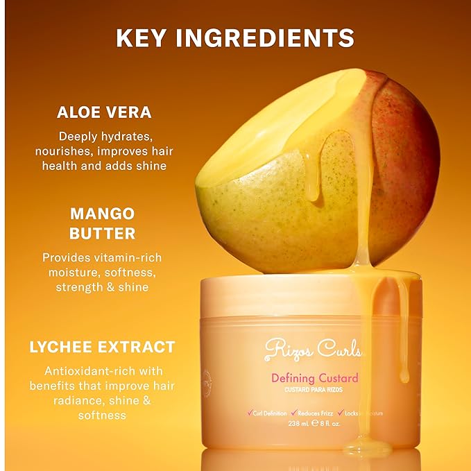 Rizos Curls Defining Custard – Long Hold, Shine & Frizz Control – Defines & Moisturize All Curl Types: Wavy, Curly, Coily 1a–4c – Sulfate & Paraben Free