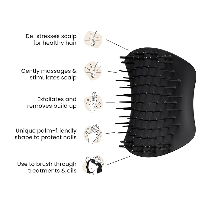 Tangle Teezer Scalp & Shampoo Hairbrush, to Exfoliate, Massage, and Cleanse, for All Hair Types, Onyx Black