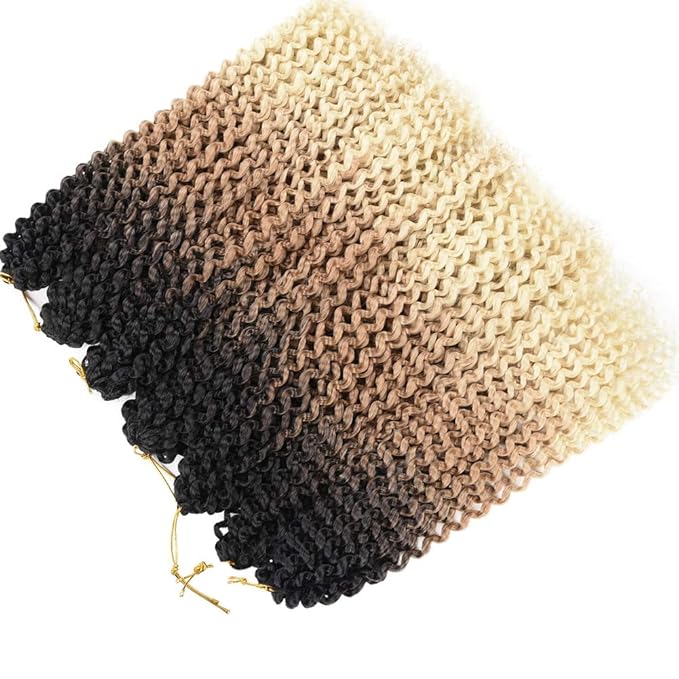 7 Packs Passion Twist Hair 18 Inch Long Water Wave Crochet Synthetic Curly Braids for Passion Twist Crochet Braiding Hair Long Bohemian Curly Hair (18inch, 1B/brown/honey blonde)