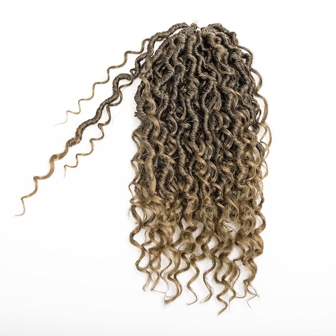 Goddess Locs Crochet Hair Short Curly Faux Locs 12Inch Pre-looped River Locs Hippie Locs Bohemian Crochet Braids for Black Women 4Packs(1B/27, 12inch)