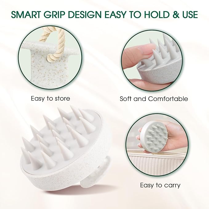 Scalp Massager Brush for Hair Growth – Silicone Scalp Scrubber & Scalp Exfoliator – Manual Scalp Massager Brush for Wet or Dry Use – Hair Massager Scalp Shampoo Brush Tool (Purple)