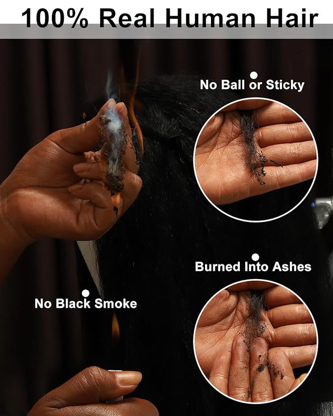 BEEOS Half Wig Human Hair Kinky Straight, 3 In 1 Drawstring Wear Go Glueless Wigs 180% Density, Non-Slip Seamless Flip Beginner Friendly 18 Inch