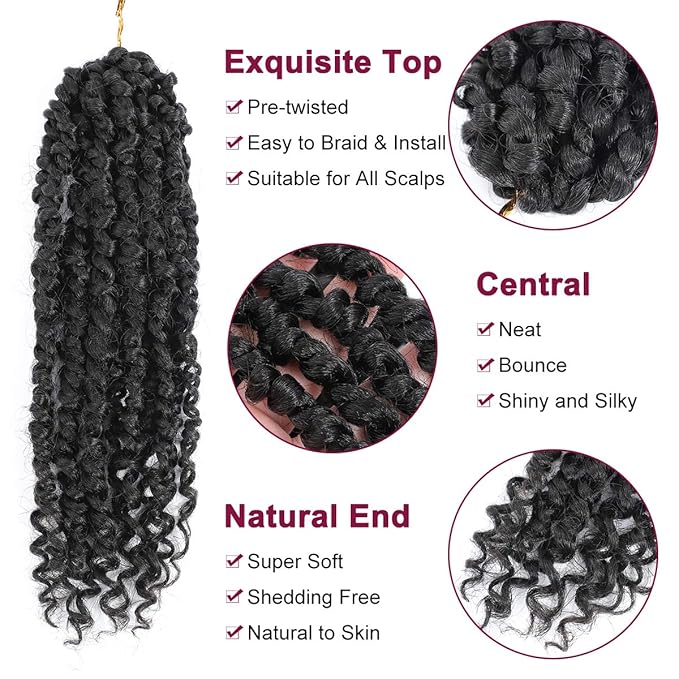 Passion Twist Hair - 8 Packs 12 Inch Passion Twist Crochet Hair For Women, Crochet Pretwisted Curly Hair Passion Twists Synthetic Braiding Hair Extensions (12 Inch 8 Packs, #2)