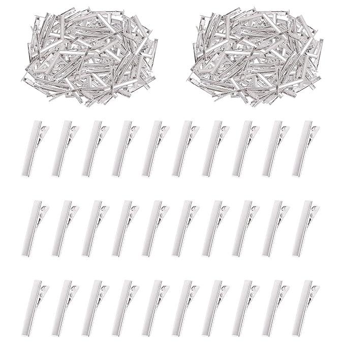 Swpeet 200Pcs 1.26inch - 3.2cm Alligator Hair Clips Kit, Perfect for Metal Duck Bill Hair Clips Flat Top Single Prong Hairpins for Hair Styling DIY Accessories (1.26 Inch)