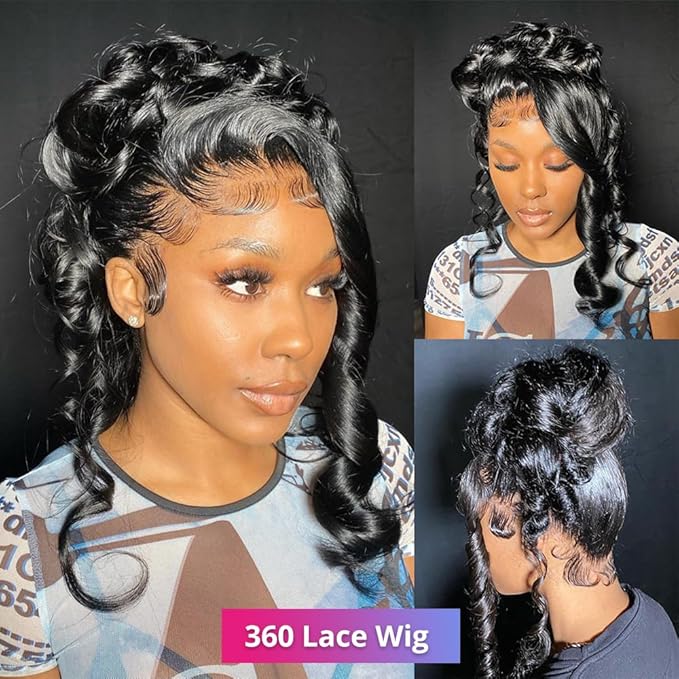 Brazilian Virgin 360 Lace Front Wigs - 200 Density, Body Wave, Pre-Plucked, Baby Hair, HD Transparent, Full Lace, 18 Inch