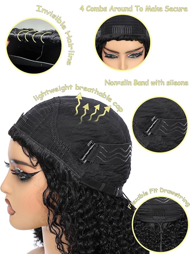 Kinky Curly Half Wig Human Hair 3 In 1 Seamless Flip Over Half Wigs Human Hair Glueless Wear and Go 220 Density Beginner Friendly Drawstring Headband Wig for Women (KC Half Wig, 24 Inch)