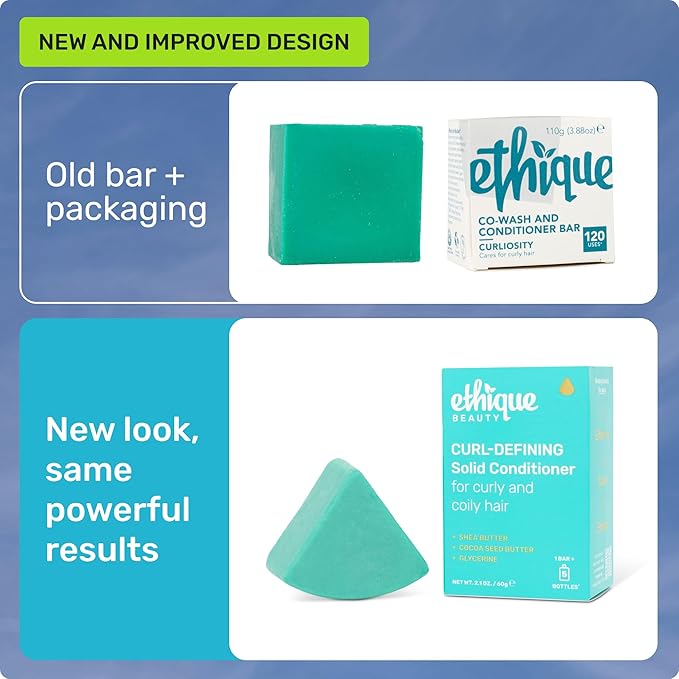 Ethique Curl-Defining Conditioner Bar with Shea Butter - Plastic-Free, Cruelty-Free, Vegan, 2.12 oz - Formerly Curliosity