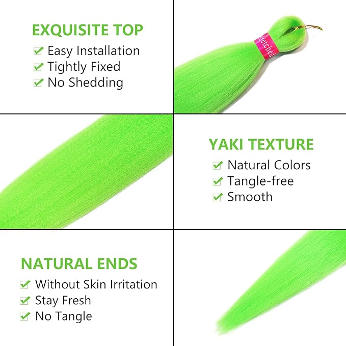 L.Blue+L.Green Braiding Hair Pre Stretched 2 Packs Box Braids Hair Extensions 26 Inches Synthetic Pre Stretched Braiding Hair