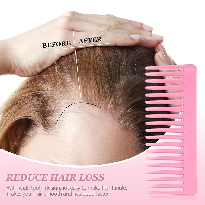 Patelai Wide Tooth Comb Large Hair Detangling Comb for Curly, Wet Dry Hair, No Handle Detangler Accessories(Pink)