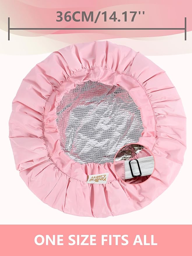 Years calm Heat Cap For Deep Conditioning Shower Cap，Reusable Three-Layer Structure Waterproof Hair Cap – Applicable Tofor Bathing, Hair Care, And Other Uses (Pink, One Size)