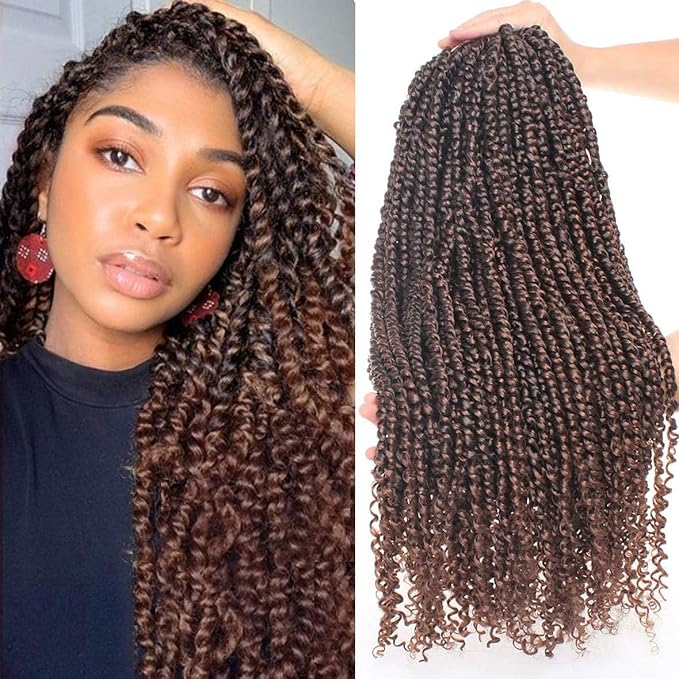 Xtrend 8packs 22inch Pre-twisted Passion Twist Hair Natural Black Pre-looped Passion Twists Crochet Braids Synthetic Hair Extensions Crochet Hair For Women (8packs, T30#)