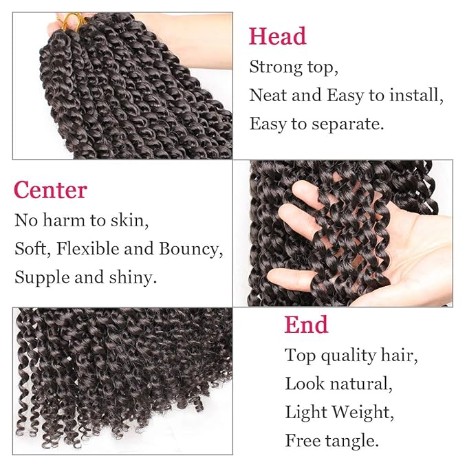 Leeven 18 Inch Passion Twist Crochet Braids Hair for Butterfly Locs 7Pcs Synthetic Water Wave Passion Twists Crochet Braiding Hair for Women 2#