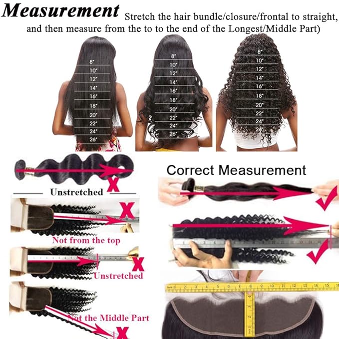 Amella Hair 3 Bundles with Frontal, 100% Unprocessed Brazilian Remy Human Hair, Body Wave, 20 22 24+18inch, Natural Black Color