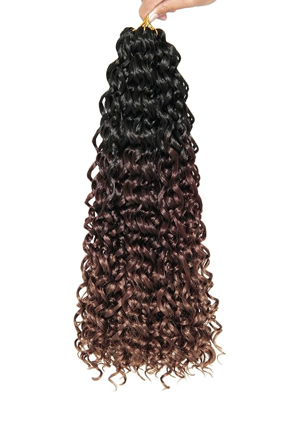 QRHSUKA Curly Crochet Hair GoGo Curl Crochet Hair for Women Deep Wave Braiding Hair Synthetic Bohemian Crochet Braid Water Wave Crochet Hair Extensions (18 inch(Pack of 6), 1B/33/30)