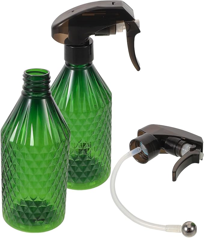 2pcs Continuous Spray Bottle for Hair - Fine Mist Mister with Steel Ball Refillable 6. 7oz Hair Water Sprayer for Salon, Barber, Or Home Use Green