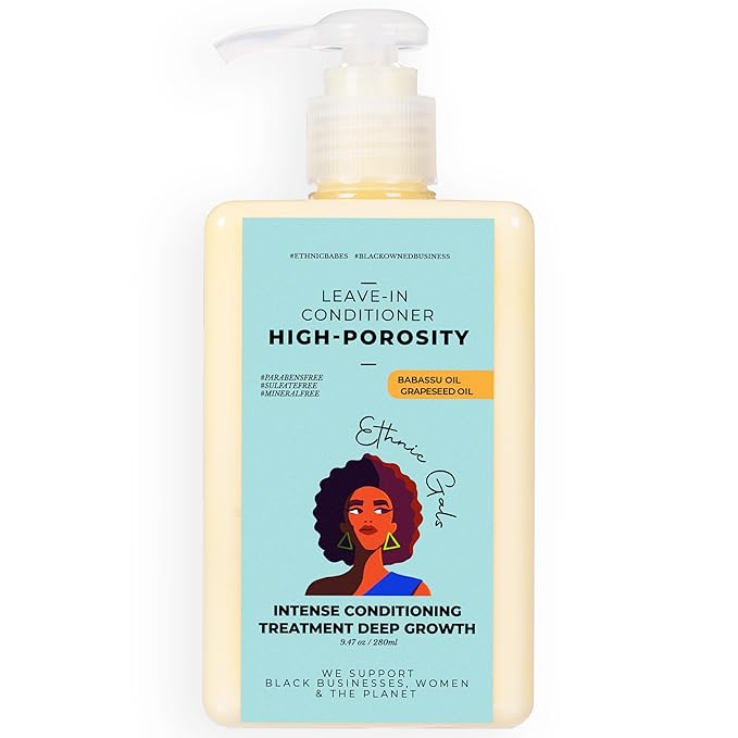 Ethnic Gals High Porosity Leave In Conditioner, with Shea Butter & Aloe - 9.5 fl oz - Deep Moisturizing Conditioner Hydration for Curly Natural Hair, High Porosity Hair Products