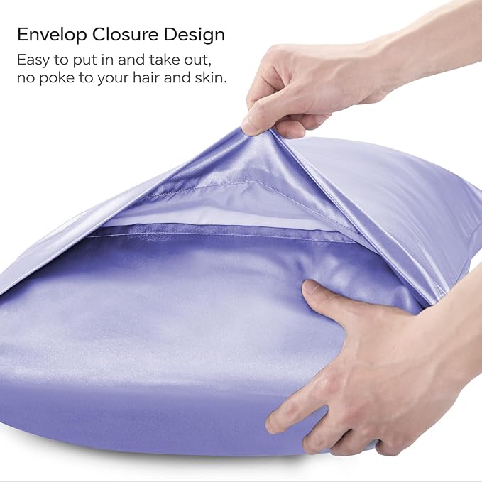 BEDELITE Satin Body Pillow Cover 2 Pack, Super Soft and Cooling Body Pillow Pillowcase for Hair and Skin, Breathable Silky Full Long Pillowcase Cover(20"x54", Lilac)