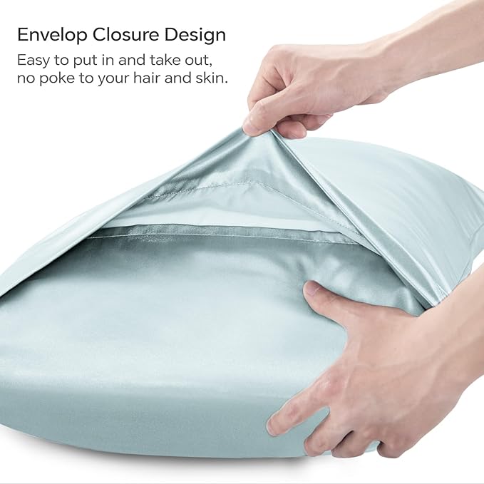 BEDELITE Satin Body Pillow Cover, Super Soft and Cooling Body Pillow Pillowcase for Hair and Skin, Breathable Silky Full Long Pillowcase Cover(20"x54", Stone Blue)