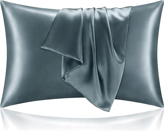 BEDELITE Satin Pillowcase for Hair and Skin, Super Soft and Cooling Similar to Silk Pillow Cases 2 Pack with Envelope Closure, Gift for Women Men(20"x36" King Size, Space Grey)