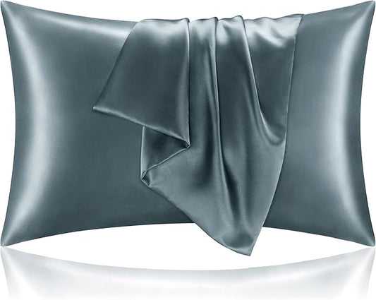 BEDELITE Satin Pillowcase for Hair and Skin, Super Soft and Cooling Similar to Silk Pillow Cases 2 Pack with Envelope Closure, Gift for Women Men(20"x40" King Size, Space Grey)