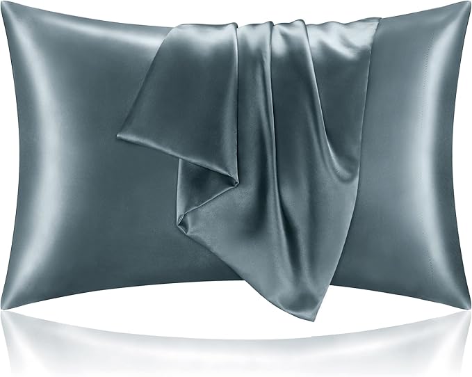 BEDELITE Satin Pillowcase for Hair and Skin, Super Soft and Cooling Similar to Silk Pillow Cases 2 Pack with Envelope Closure, Gift for Women Men(20"x26" Standard Size, Space Grey)