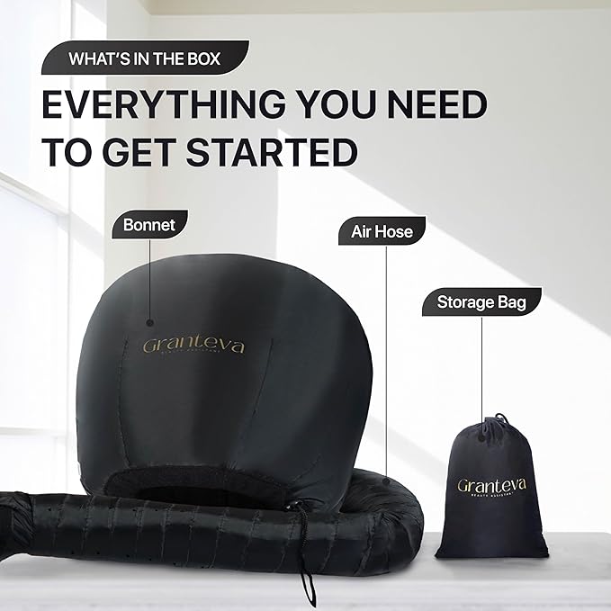 Hooded Hair Dryer Attachment w/A Headband Integrated That Reduces Heat Around Ears & Neck - Hair Dryer Hooded Diffuser Cap for Curly, Speeds Up Drying Time, Deep Conditioning At Home - Portable, Large