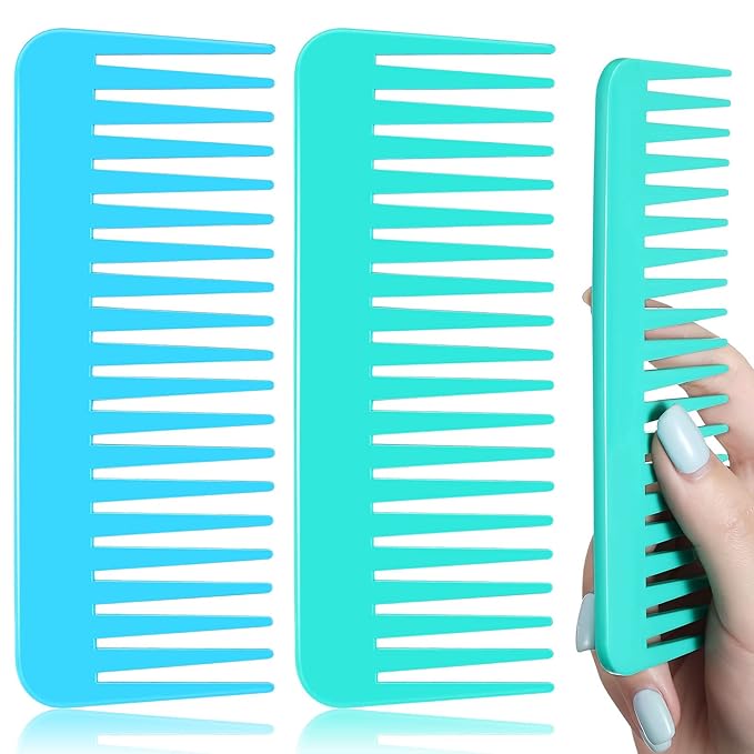 Patelai Wide Tooth Comb Large Hair Detangling Comb for Curly, Wet Dry Hair, No Handle Detangler Accessories(Blue, Mint)