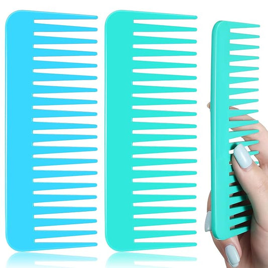 Patelai Wide Tooth Comb Large Hair Detangling Comb for Curly, Wet Dry Hair, No Handle Detangler Accessories(Blue, Mint)