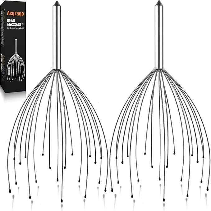 Stocking Stuffers, 2 Pack Scalp Massagers, 20 Fingers Hand-held Massage Tingle, Head Massagers for Deep Relaxation, Stress Relief and Hair Stimulation Christmas Presents