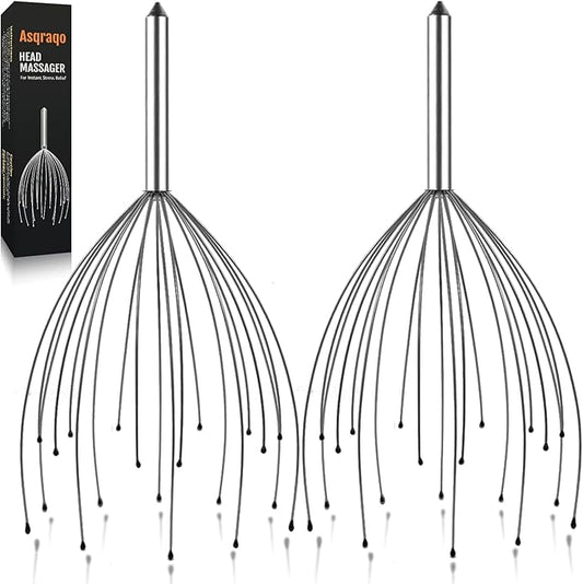 Stocking Stuffers, 2 Pack Scalp Massagers, 20 Fingers Hand-held Massage Tingle, Head Massagers for Deep Relaxation, Stress Relief and Hair Stimulation Christmas Presents