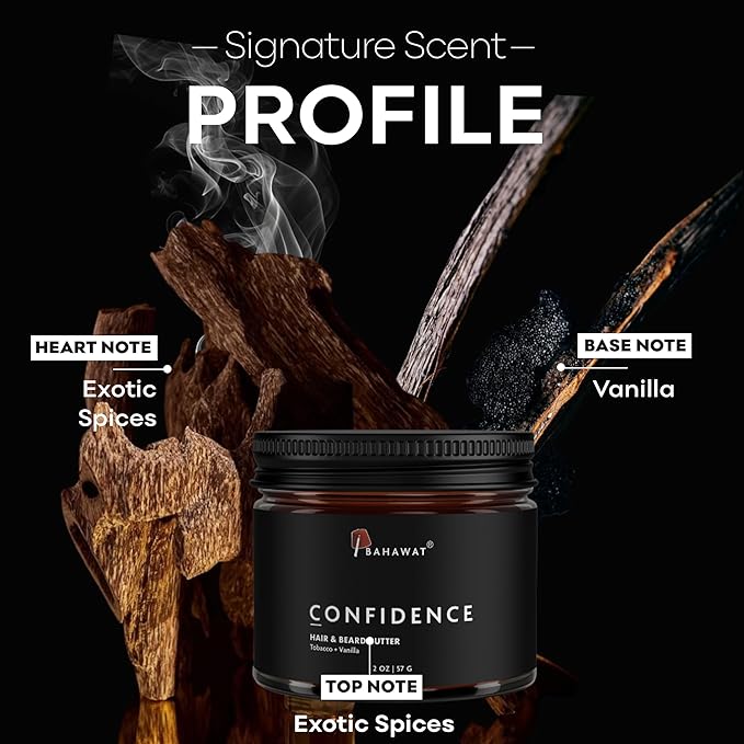 BAHAWAT Hair & Beard Butter for Men Leave-in Conditioner -Tobacco & Vanilla scent - Strengthen & Soften– Made in USA -Organic Natural Ingredients | The Best Beard Butter - 2 oz.