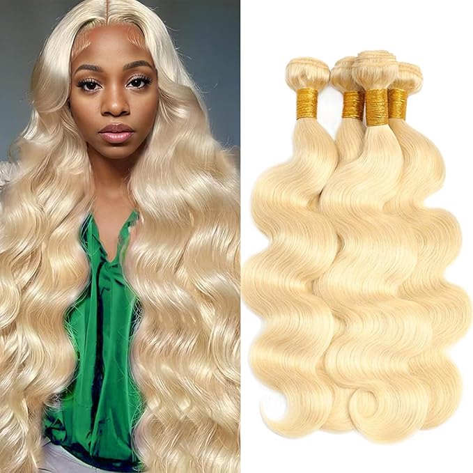 613 Blonde Body Wave Bundles Human Hair 18" 20" 22" 24" 400g 12A Grade Brazilian Virgin Body Wave Human Hair 4 Bundles 100% Unprocessed Virgin Remy 613 Blonde Hair Weft Bundles