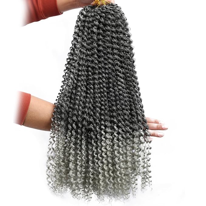Passion Twist 24 Inch 8 Packs Crochet Hair Braiding Long Bohemian Spring Twist Hair Synthetic Hair Extension (24 Inch, 1B/Silver)