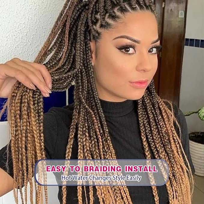 8 Pack Ombre Braiding Hair Pre Stretched - 16" 55G/Pack Premium Pre Stretched Braiding Hair Extensions, Professional Itch Free Hot Water Setting Perm Yaki Texture Prestretched Hair (1B27)