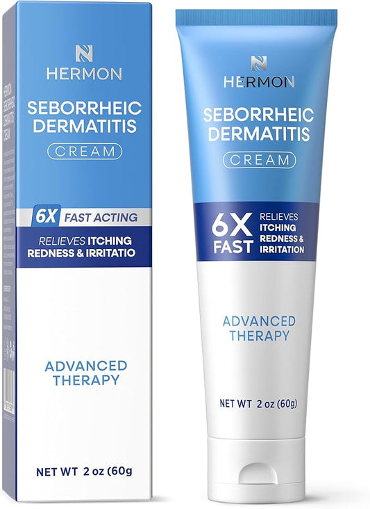 Hermon Seborrheic Dermatitis Scalp Treatment Cream: Soothing Itching Redness Scaling of Seborrheic Dermatitis - Fast-Acting Anti-Itch Ointment for Scalp Face Chest and Body for Men and Women 1 Pack