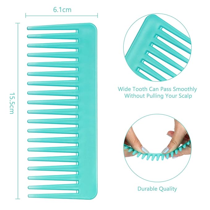 Patelai Wide Tooth Comb Large Hair Detangling Comb for Curly, Wet Dry Hair, No Handle Detangler Accessories(White, Cyan)